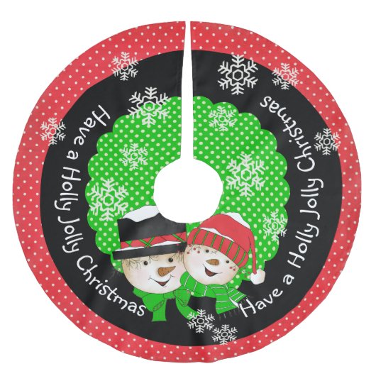 Jupon De Sapin En Polyester Brossé Jupe Holly Jolly Christmas Holiday Tree (Devant)