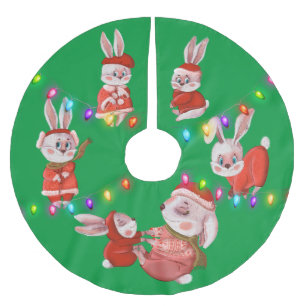 Jupon De Sapin En Polyester Brossé Jupe lapin de neige de Noël pour enfants