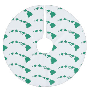 Jupon De Sapin En Polyester Brossé Jupe motif aux îles Hawaii blanche verte