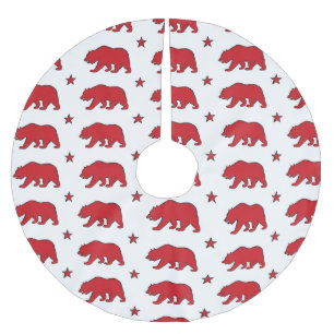 Jupon De Sapin En Polyester Brossé Jupe motif d'ours blanc rouge en Californie