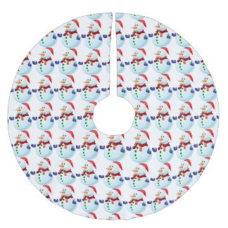 Jupon De Sapin En Polyester Brossé Jupe Motif Snowman