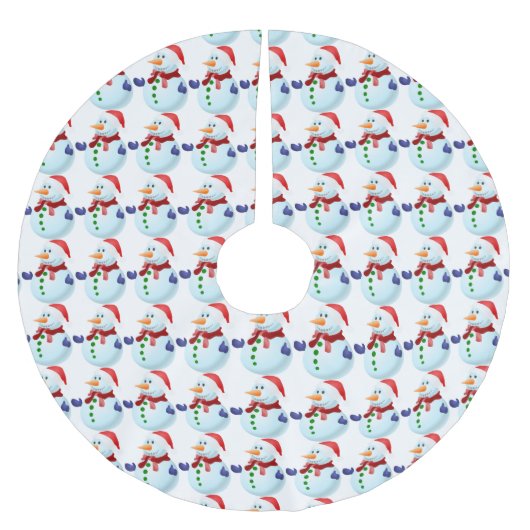Jupon De Sapin En Polyester Brossé Jupe Motif Snowman (Devant)