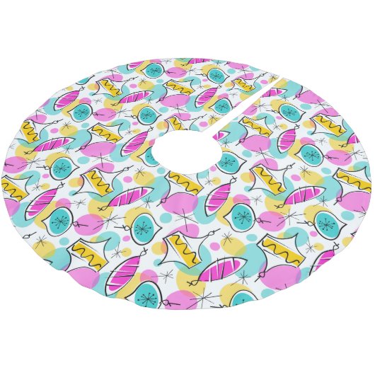 Jupon De Sapin En Polyester Brossé Jupe multi arbre Baubles rétros (Angle)