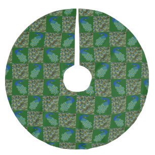 Jupon De Sapin En Polyester Brossé Jupe Peacock Christmas Tree