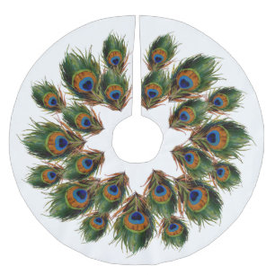 Jupon De Sapin En Polyester Brossé Jupe Peacock Feather Tree