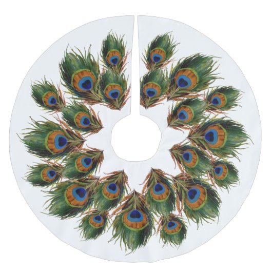 Jupon De Sapin En Polyester Brossé Jupe Peacock Feather Tree (Devant)