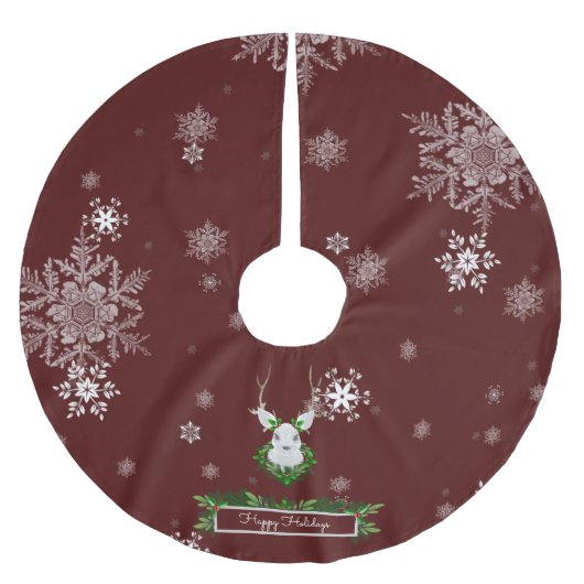 Jupon De Sapin En Polyester Brossé Jupe Red Reindeer Tree (Devant)