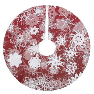 Jupon De Sapin En Polyester Brossé Jupe rouge d'arbre de flocon de neige