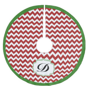 Jupon De Sapin En Polyester Brossé Jupe rouge d'arbre de Noël de Chevron (nom fait
