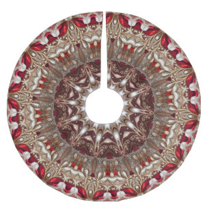 Jupon De Sapin En Polyester Brossé Jupe rouge décorative de sapin de Noël