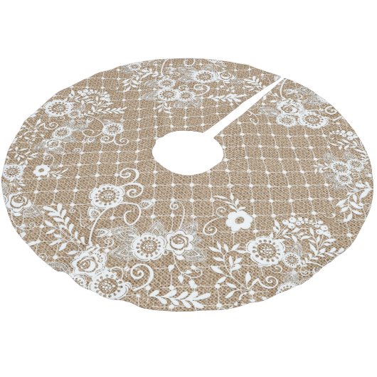 Jupon De Sapin En Polyester Brossé Jupe Shabby Chic Burlap & Lace Tree (Angle)