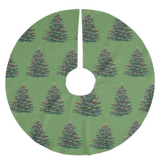 Jupon De Sapin En Polyester Brossé Jupe spéciale arbre personnalisé de Noël (Devant)