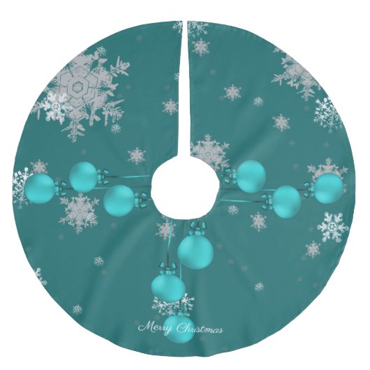 Jupon De Sapin En Polyester Brossé Jupe turquoise de Noël (Devant)