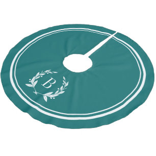 Jupon De Sapin En Polyester Brossé Jupe Turquoise foncée et monogramme de couronne