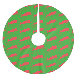 Jupon De Sapin En Polyester Brossé jupe verte d'arbre de baleines rouges
