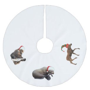 Jupon De Sapin En Polyester Brossé Jupe w/seal d'arbre, ours et orignaux