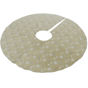 Jupon De Sapin En Polyester Brossé Jupon de Noël en or avec flocons de neige
