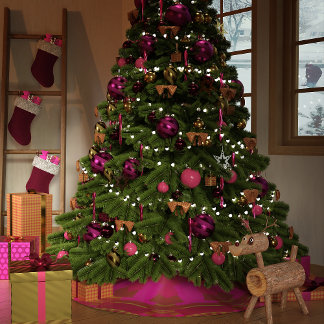 Jupon De Sapin En Polyester Brossé Kaleidoscope rose et or