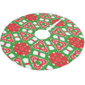 Jupon De Sapin En Polyester Brossé Kaleidoscopes rouges, blancs et verts (Angle)