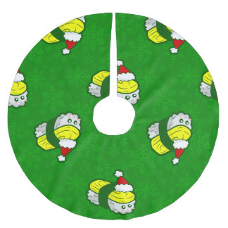 Jupon De Sapin En Polyester Brossé kawaii christmas tamago sushi santa snowflake