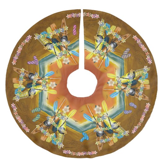 Jupon De Sapin En Polyester Brossé Kayak Christmas Tree plage tropicale kayak (Devant)