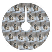 Jupon De Sapin En Polyester Brossé Keeshond Qu'Il Neige Noël (Devant)