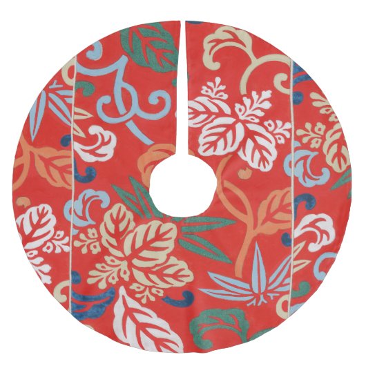 Jupon De Sapin En Polyester Brossé Kimono japonais hawaïen rouge : Vintage floral (Devant)