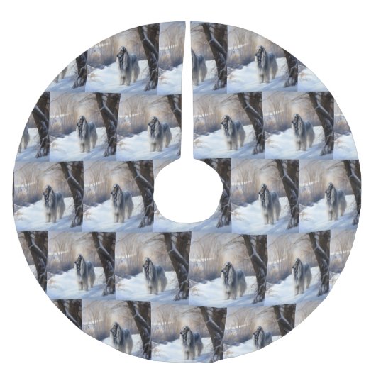 Jupon De Sapin En Polyester Brossé La Hanche Afghane Laisser Neige Noël (Devant)