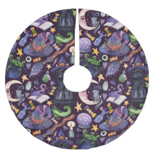 Jupon De Sapin En Polyester Brossé La magie d'Halloween : motif à main foncé.