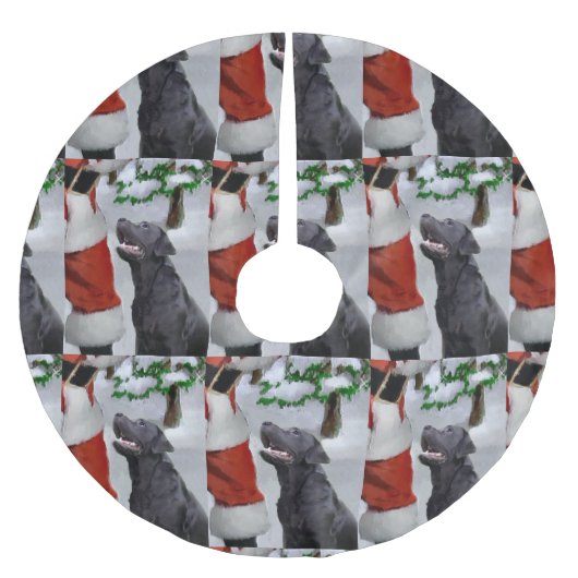 Jupon De Sapin En Polyester Brossé Labrador Retriever Christmas (Devant)