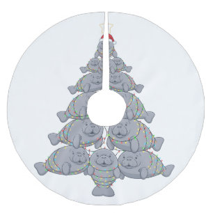 Jupon De Sapin En Polyester Brossé Lamantin de Noël festif avec Océan Magique