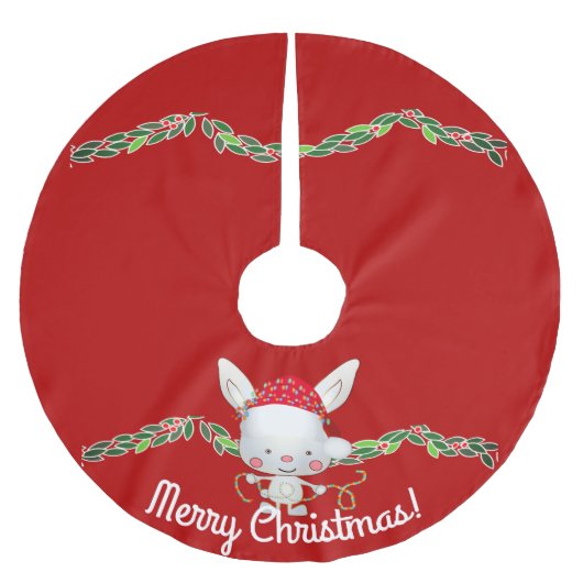Jupon De Sapin En Polyester Brossé Lapin de Noël (Devant)