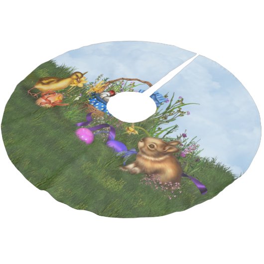 Jupon De Sapin En Polyester Brossé Lapin de Pâques (Angle)