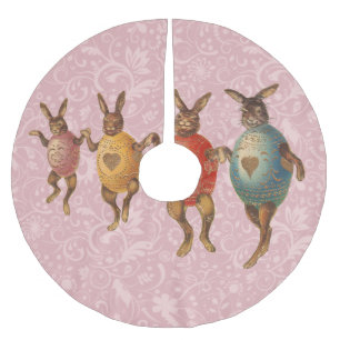 Jupon De Sapin En Polyester Brossé Lapin de Pâques Œufs Dansants