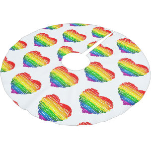 Jupon De Sapin En Polyester Brossé Le cœur arc-en-ciel de SlipperyJoe griffonné tourb