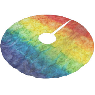 Jupon De Sapin En Polyester Brossé Le drapeau tie-dyé de SlipperyJoe arc-en-ciel pres