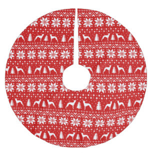 Jupon De Sapin En Polyester Brossé Le lévrier italien silhouette le motif de Noël