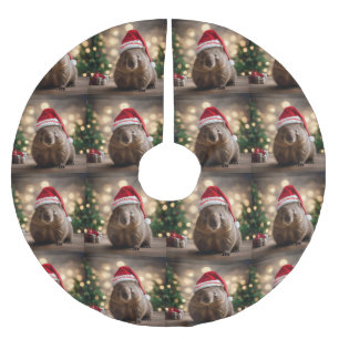 Jupon De Sapin En Polyester Brossé "Le Monde Merveilleux du Wombat : Un Noël au Chaud