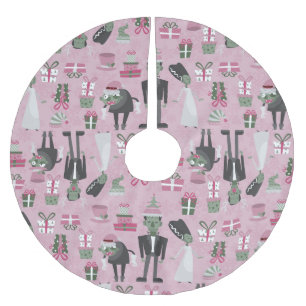 Jupon De Sapin En Polyester Brossé le monstre rose de noël marié frankenstein