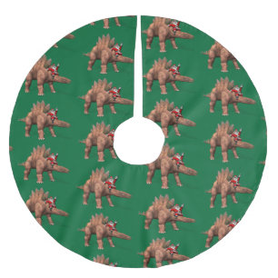 Jupon De Sapin En Polyester Brossé Le Père Noël Circule Sur Stegosaurus