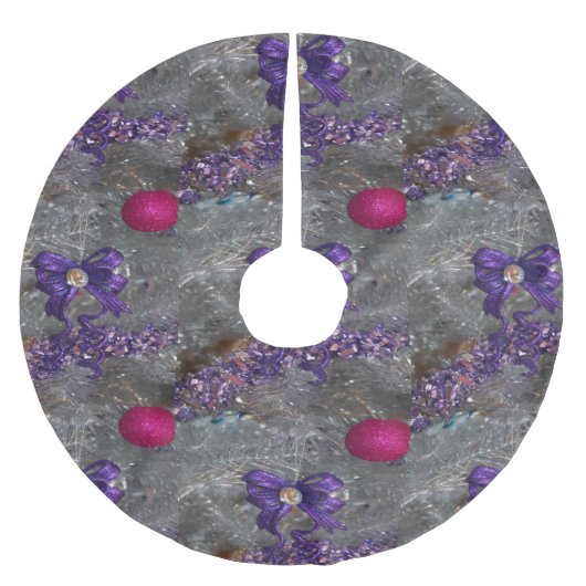 Jupon De Sapin En Polyester Brossé Le pourpre de jupe d'arbre de Noël cintre (Devant)