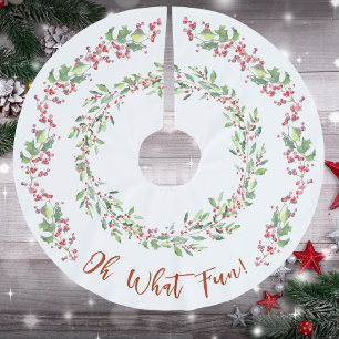 Jupon De Sapin En Polyester Brossé Le rouge vif et blanc de Noël