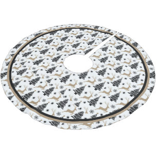 Jupon De Sapin En Polyester Brossé Leaping Cerf Noir & Blanc Thème mignon