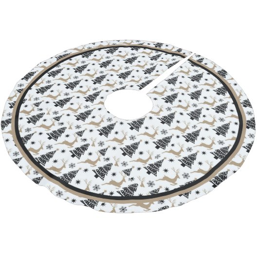 Jupon De Sapin En Polyester Brossé Leaping Cerf Noir & Blanc Thème mignon (Angle)