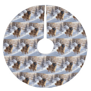 Jupon De Sapin En Polyester Brossé Leonberger Laissez-le neiger Noël