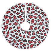 Jupon De Sapin En Polyester Brossé Léopard noir blanc et rouge (Devant)