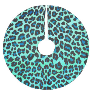 Jupon De Sapin En Polyester Brossé Léopard noir et Turquoise