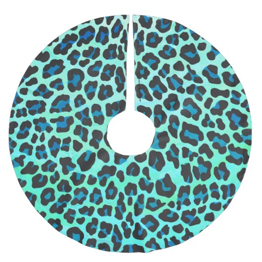 Jupon De Sapin En Polyester Brossé Léopard noir et Turquoise (Devant)