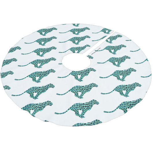 Jupon De Sapin En Polyester Brossé Léopard noir et Turquoise (Angle)