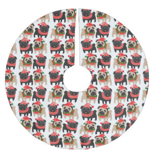 Jupon De Sapin En Polyester Brossé Les adorables Carlins de Noël des Noirs et des F